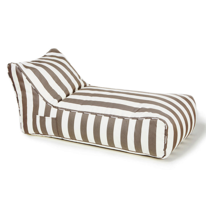 Laid Back Outdoor Beanbag - Taupe &amp; White Stripe (olefin fabric)