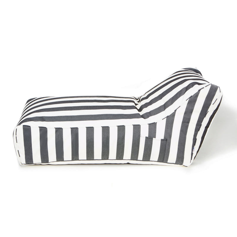 Laid Back Outdoor Beanbag Charcoal and white stripe