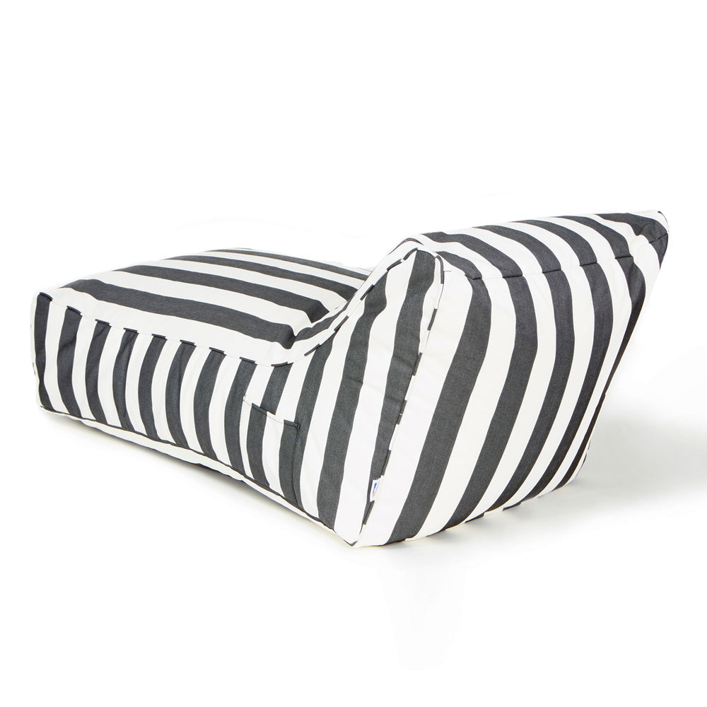 Laid Back Outdoor Beanbag - Charcoal &amp; White Stripe (olefin fabric)