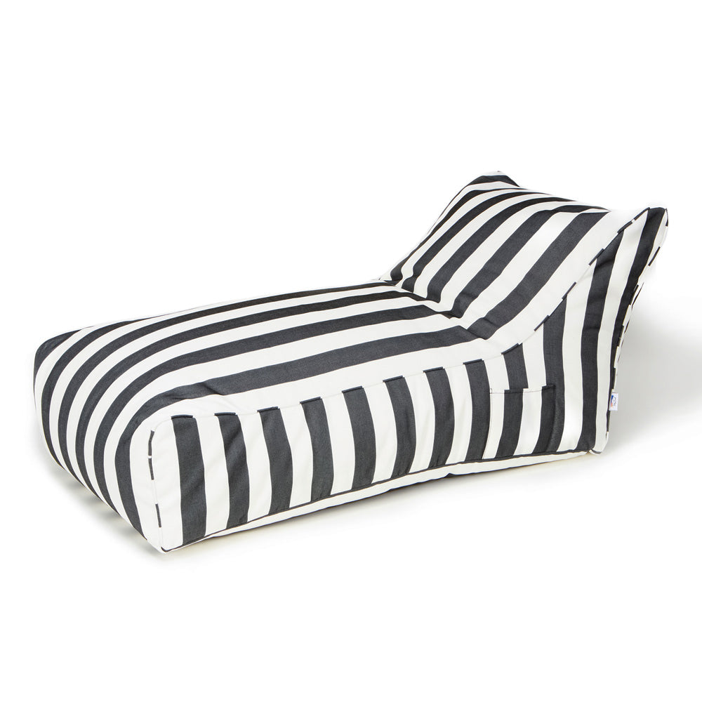 Laid Back Outdoor Beanbag Charcoal and white stripe