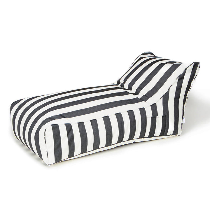Laid Back Outdoor Beanbag - Charcoal &amp; White Stripe (olefin fabric)