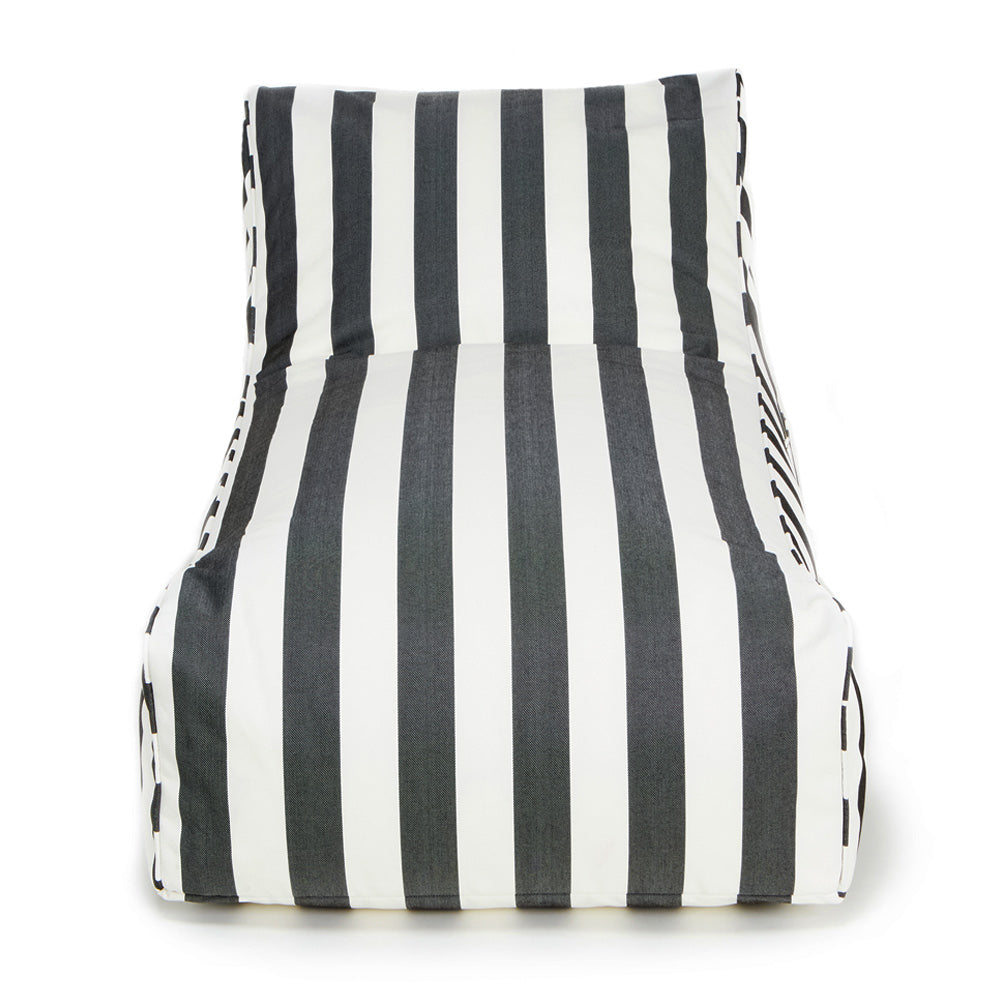 Laid Back Outdoor Beanbag - Charcoal &amp; White Stripe (olefin fabric)
