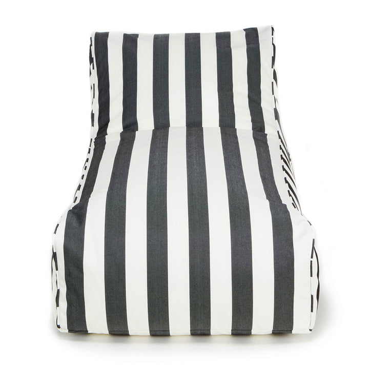 Laid Back Outdoor Beanbag - Charcoal &amp; White Stripe (olefin fabric)