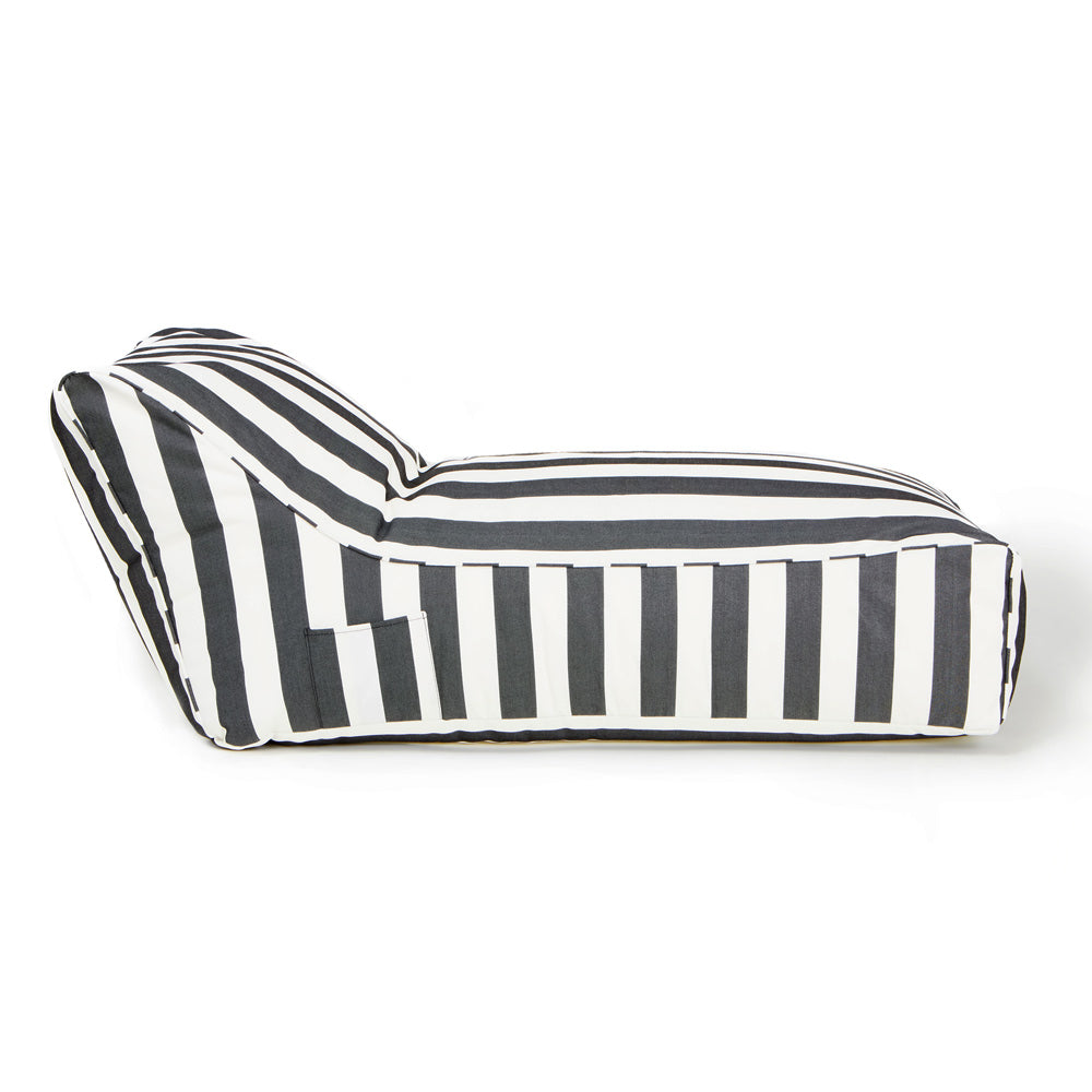 Laid Back Outdoor Beanbag - Charcoal &amp; White Stripe (olefin fabric)