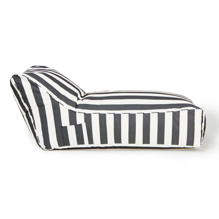 Laid Back Outdoor Beanbag - Charcoal &amp; White Stripe (olefin fabric)