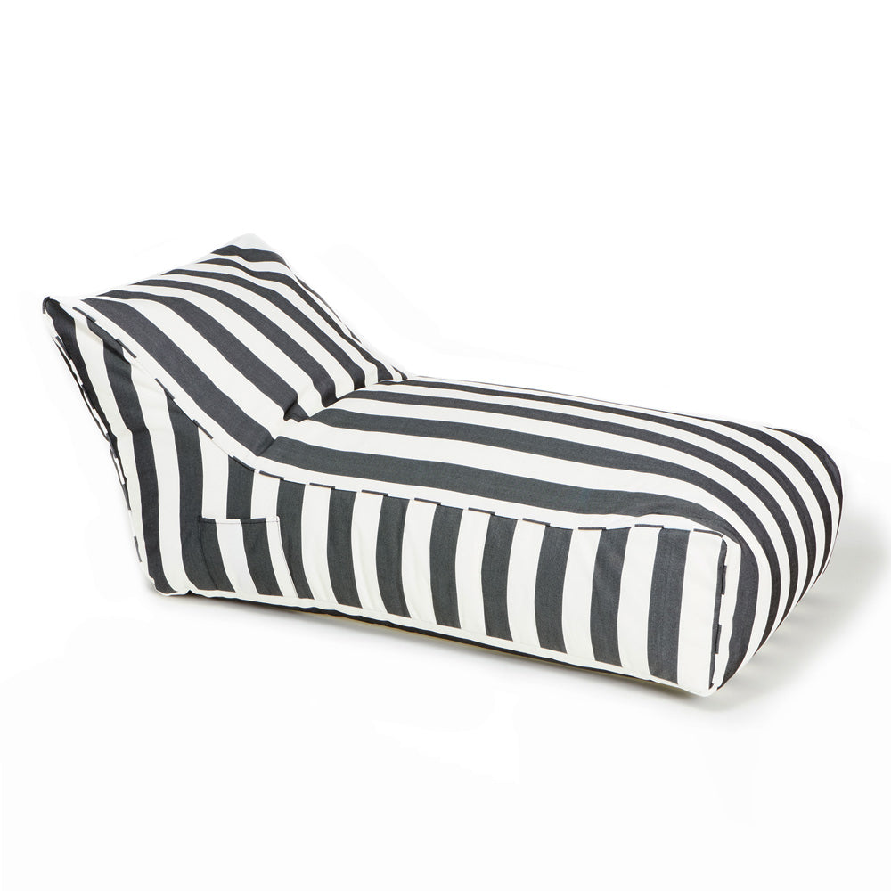 Laid Back Outdoor Beanbag - Charcoal &amp; White Stripe (olefin fabric)