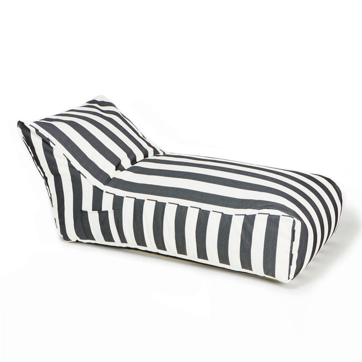Laid Back Outdoor Beanbag - Charcoal &amp; White Stripe (olefin fabric)