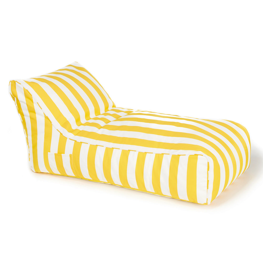 Laid back Outdoor Beanbag - Yellow &amp; White Stripe (olefin fabric)