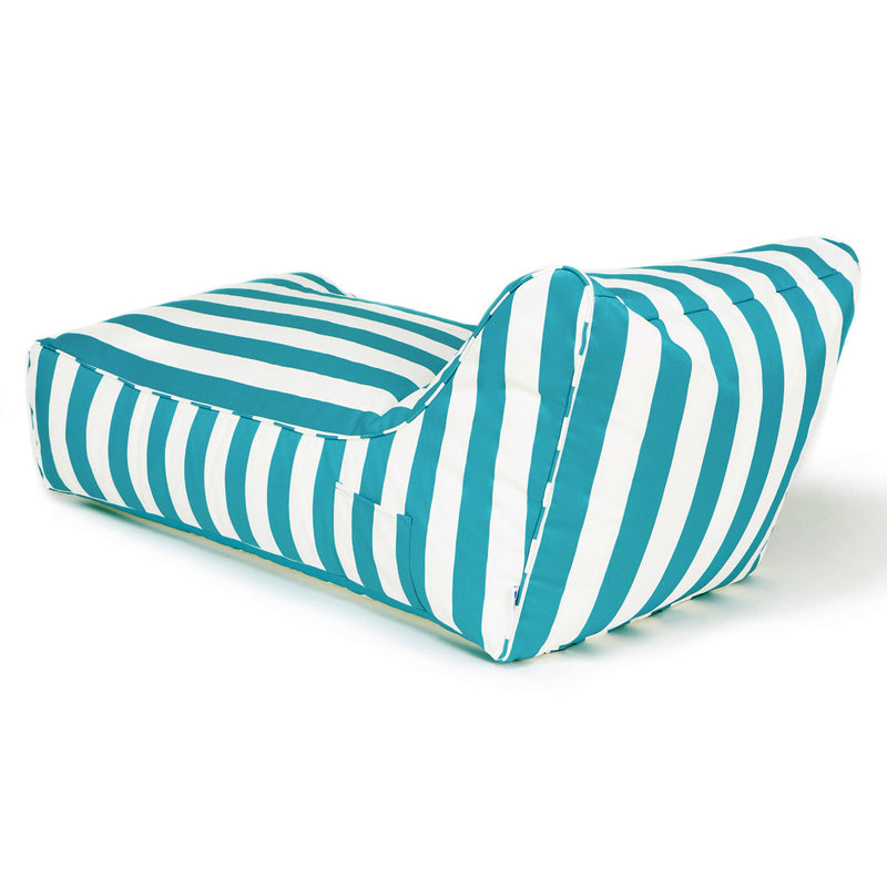 Laid Back Outdoor Beanbag Turquoise and white stripe