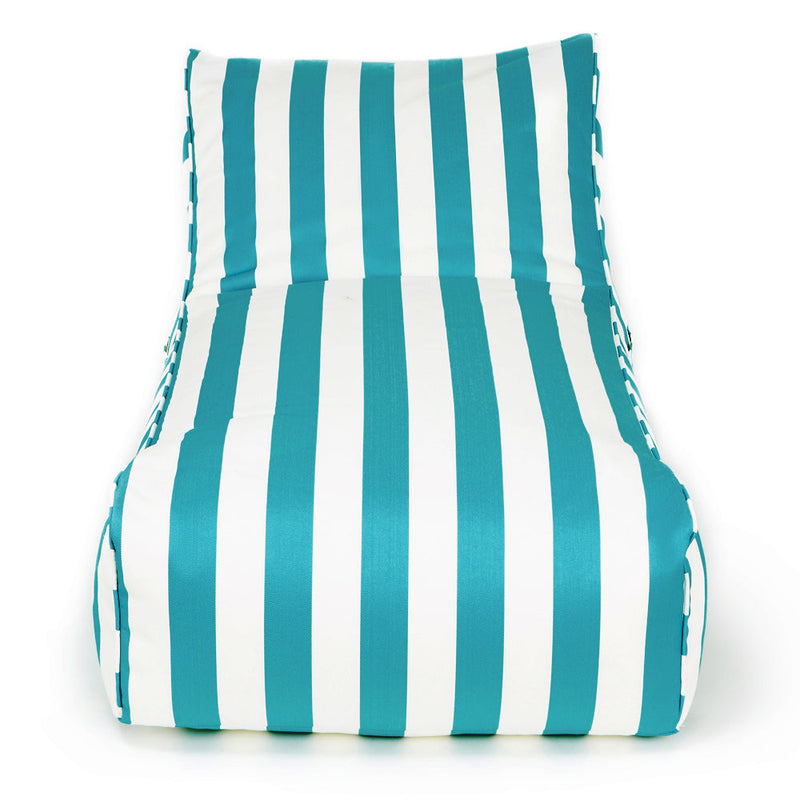 Laid Back Outdoor Beanbag Turquoise and white stripe