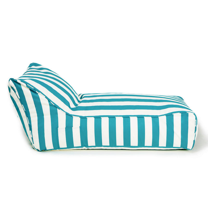 Laid Back Outdoor Beanbag Turquoise and white stripe