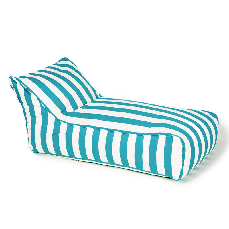 Laid Back Outdoor Beanbag Turquoise and white stripe