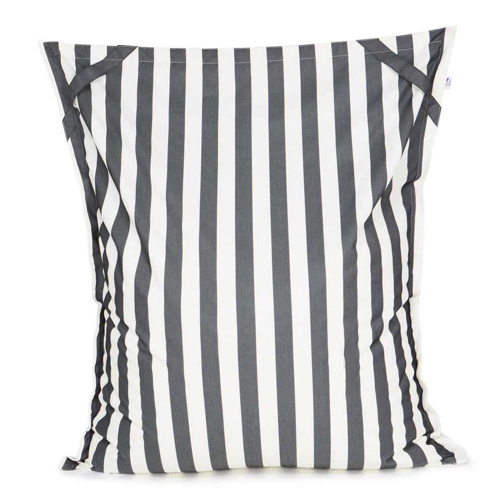 Lazy Days Floating Outdoor Beanbag Charcoal and White Stripe