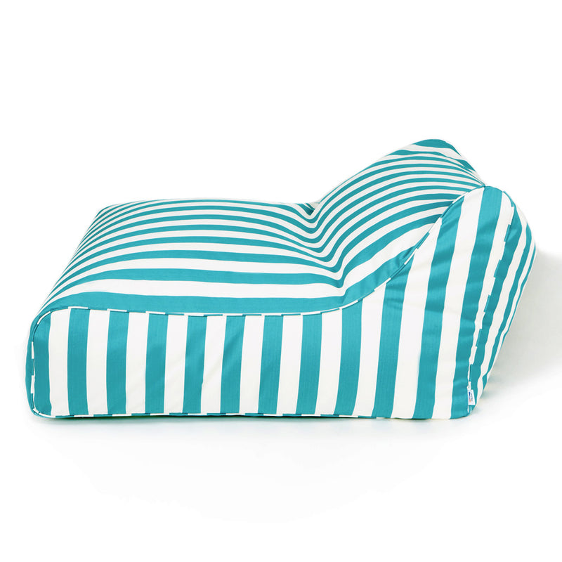 Hang Out Double Outdoor Beanbag Turquoise and White Stripe