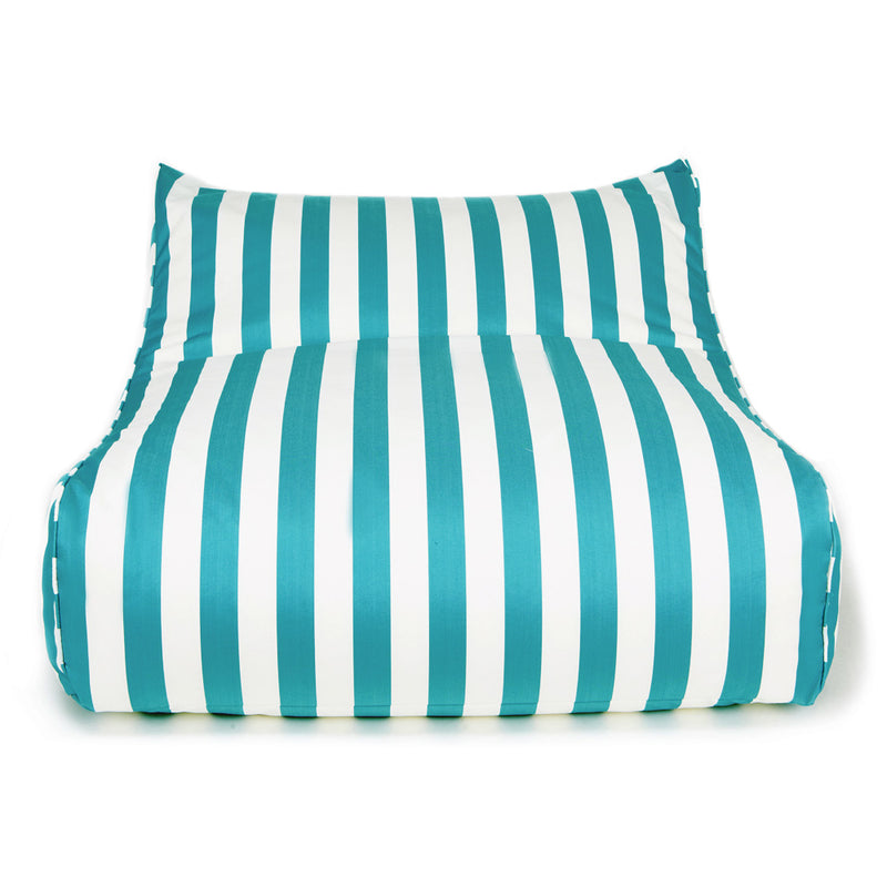 Hang Out Double Outdoor Beanbag Turquoise and White Stripe
