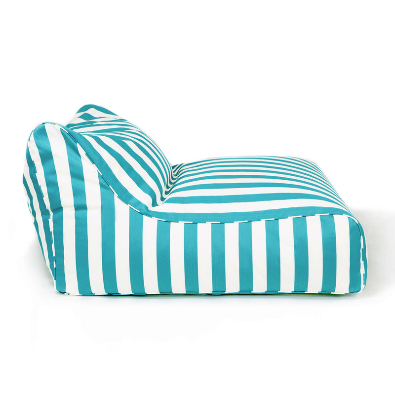 Hang Out Double Outdoor Beanbag Turquoise and White Stripe