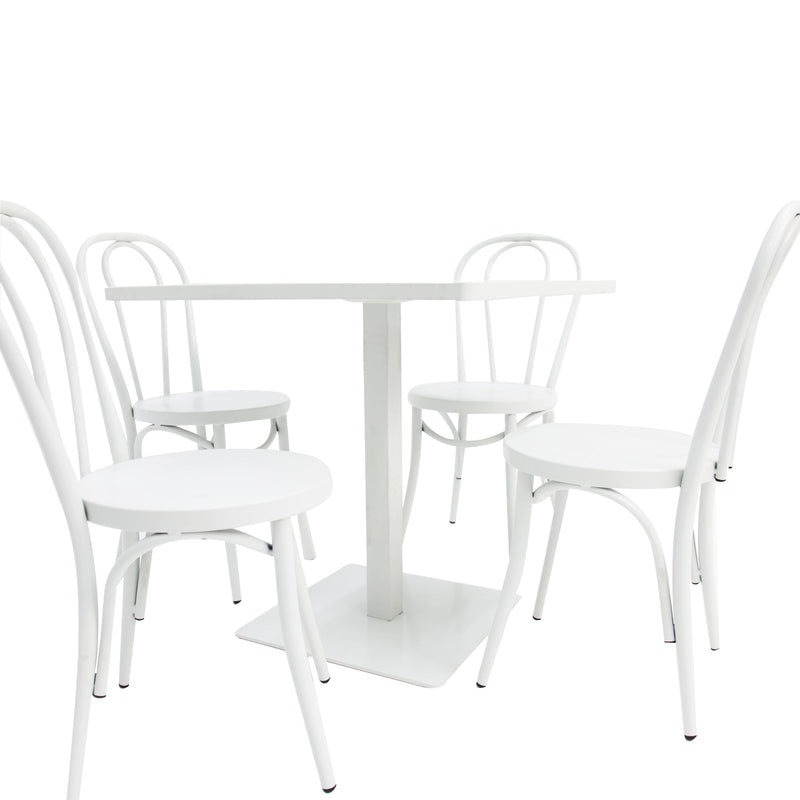 Cannes-Bentwood 5 piece cafe dining set-White