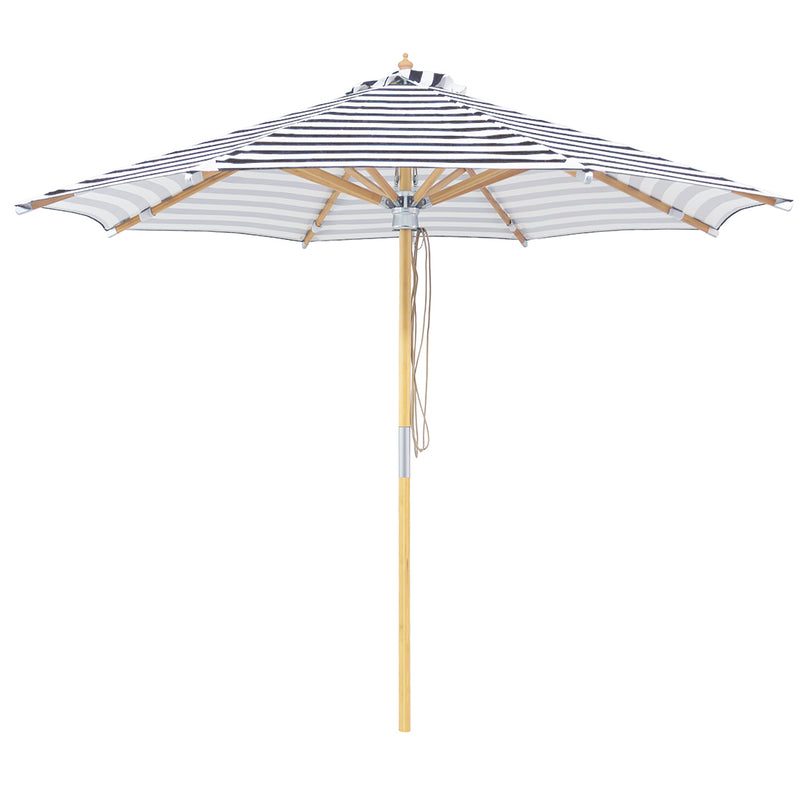 3 mt Deluxe Bamboo Umbrella with cover- Black and white stripe