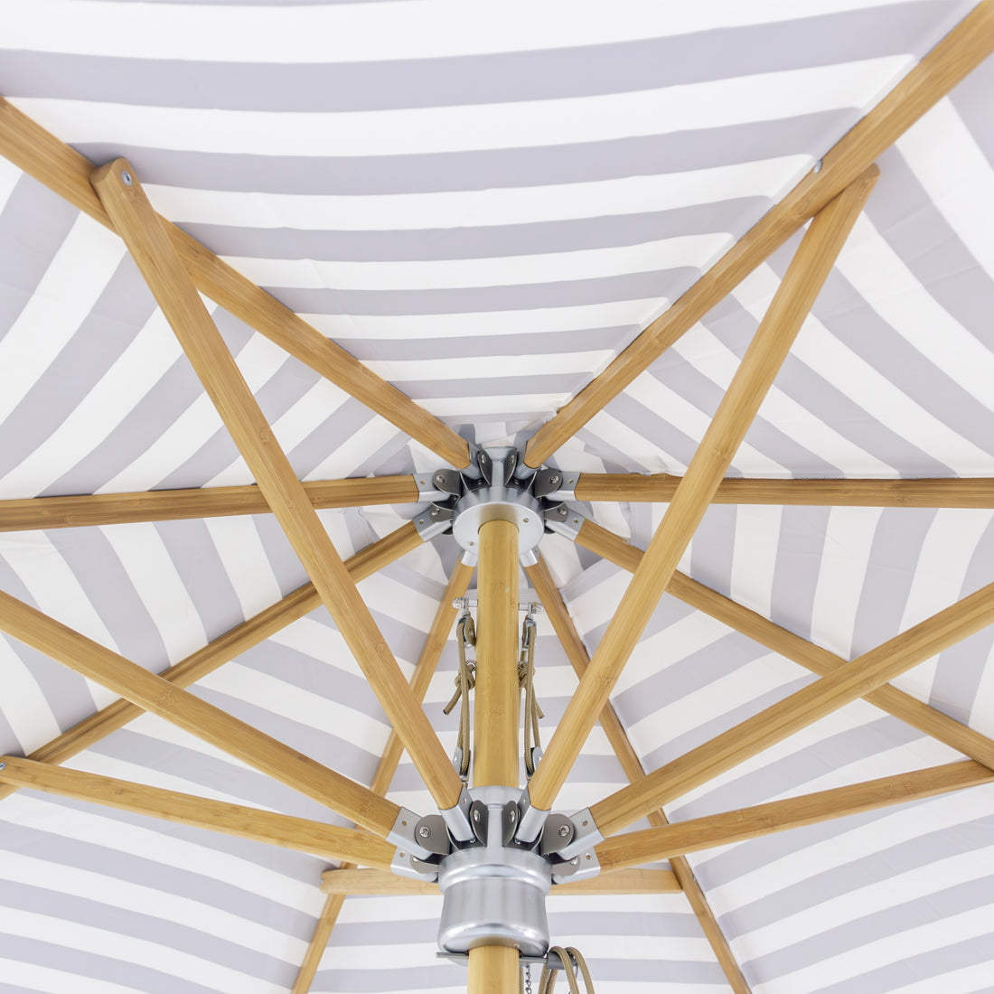 3 mt Deluxe Bamboo Umbrella with cover- Black and white stripe