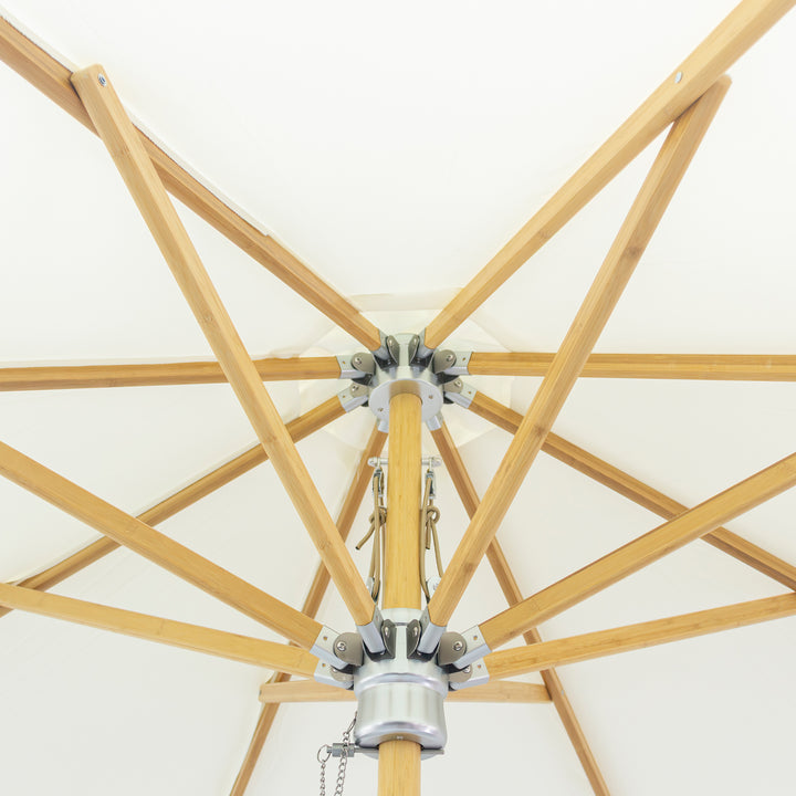 3m Deluxe Bamboo Umbrella with Cover - Cream