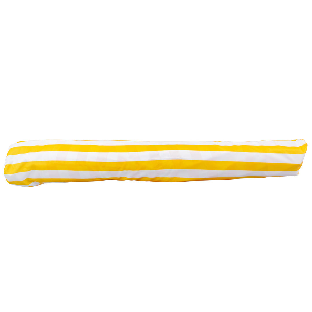 3m Deluxe Bamboo Umbrella with Cover - Yellow &amp; White Stripe