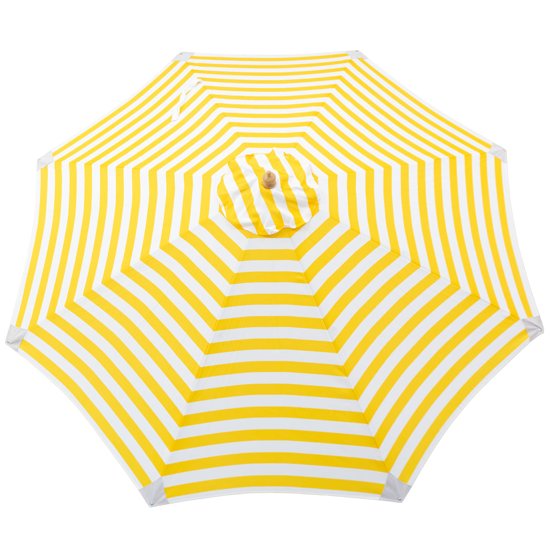 3m Deluxe Bamboo Umbrella with Cover - Yellow &amp; White Stripe