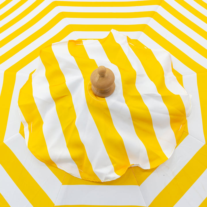 3m Deluxe Bamboo Umbrella with Cover - Yellow &amp; White Stripe