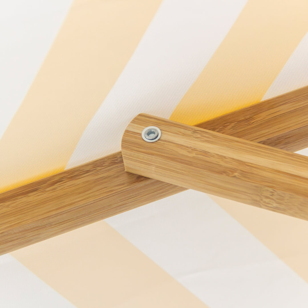 3m Deluxe Bamboo Umbrella with Cover - Yellow &amp; White Stripe