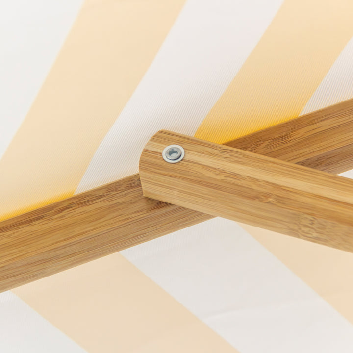 3m Deluxe Bamboo Umbrella with Cover - Yellow &amp; White Stripe