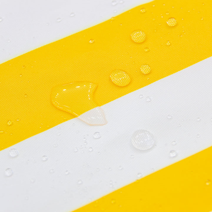 3m Deluxe Bamboo Umbrella with Cover - Yellow &amp; White Stripe