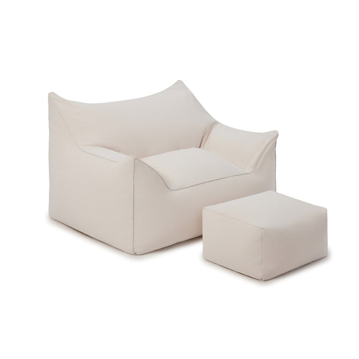 Mantra  single outdoor beanbag with ottoman-Cream