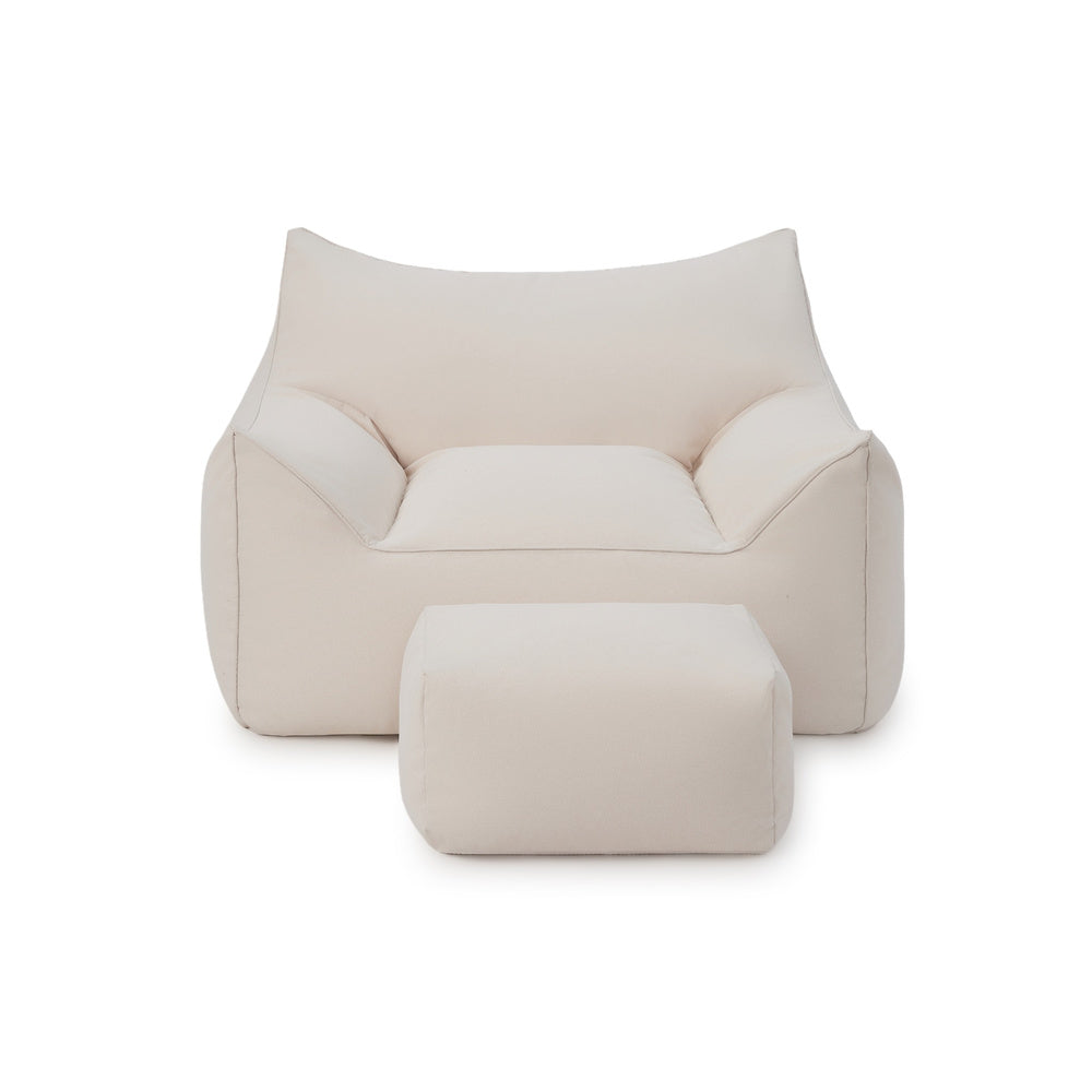Mantra  single outdoor beanbag with ottoman-Cream