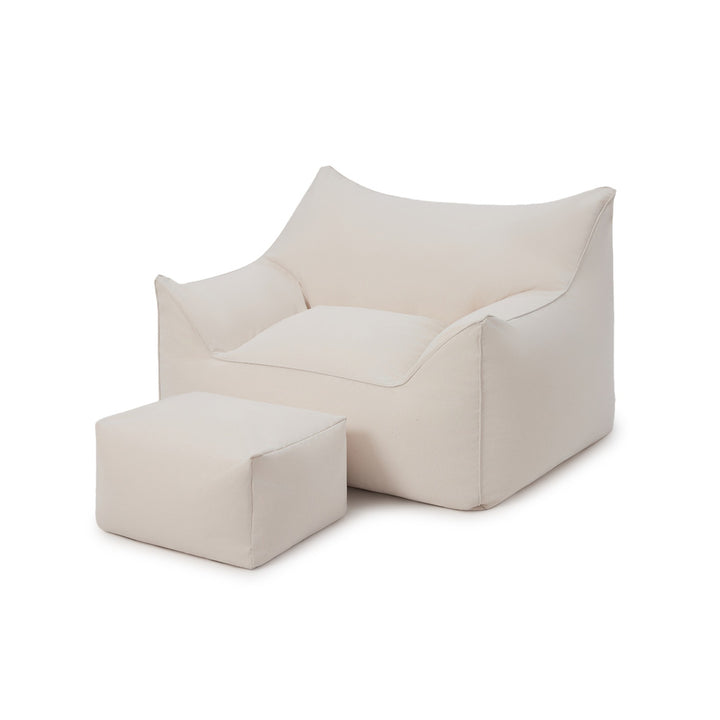 Mantra  single outdoor beanbag with ottoman-Cream