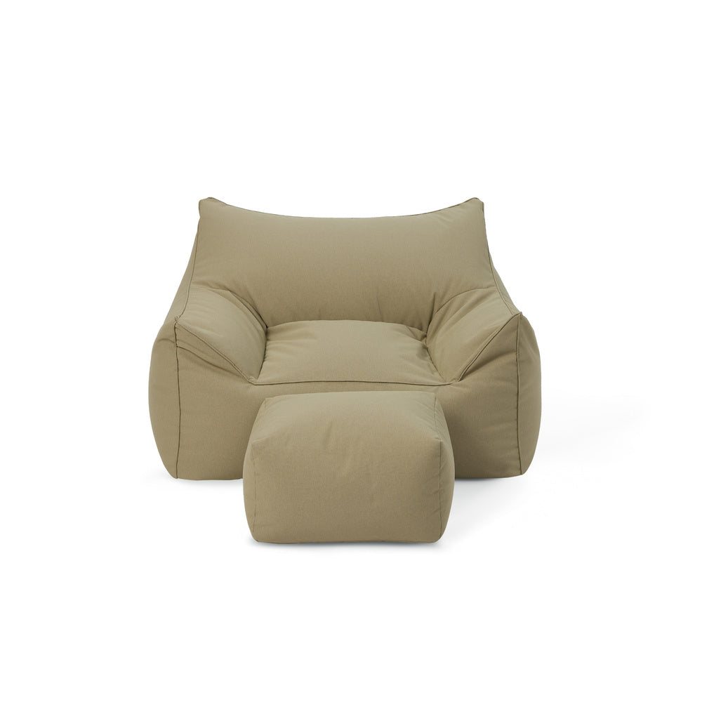 Mantra  single outdoor beanbag with ottoman-sage green