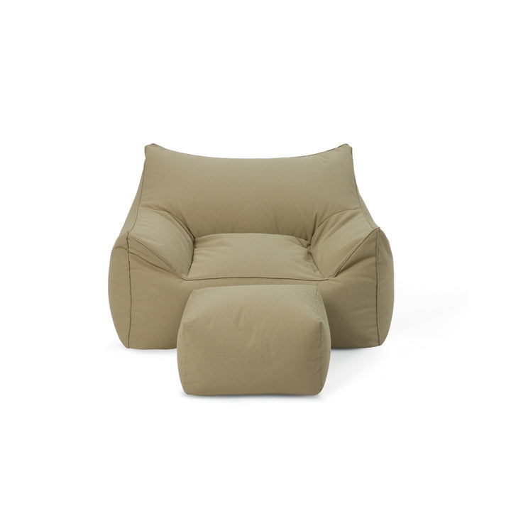 Mantra  single outdoor beanbag with ottoman-sage green
