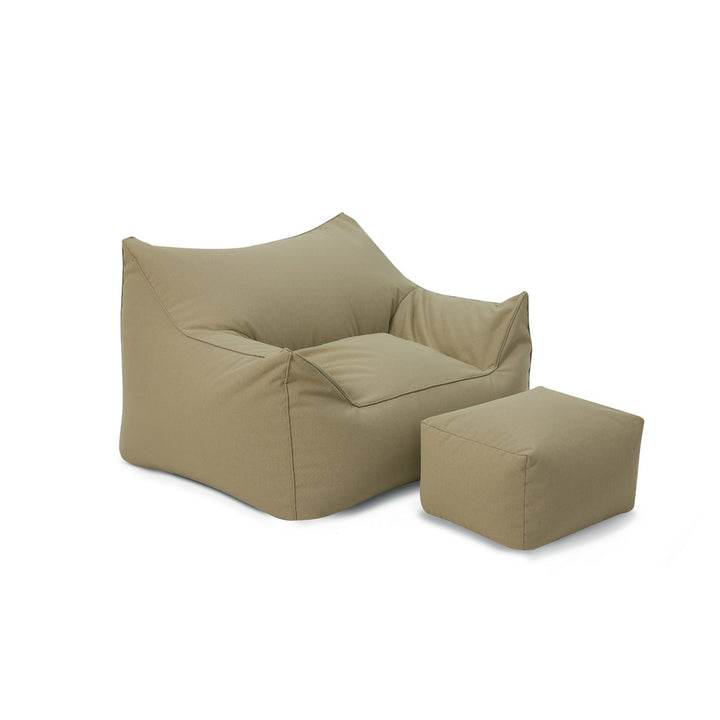 Mantra  single outdoor beanbag with ottoman-sage green