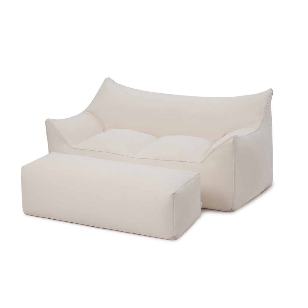 Mantra double outdoor beanbag with ottoman-cream