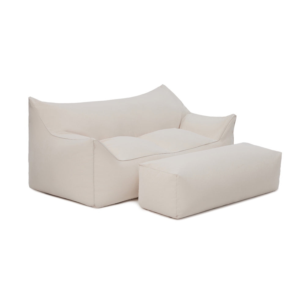 Mantra double outdoor beanbag with ottoman-cream