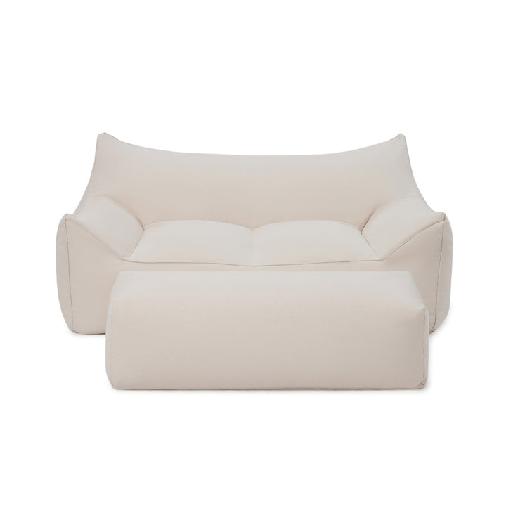 Mantra double outdoor beanbag with ottoman-cream