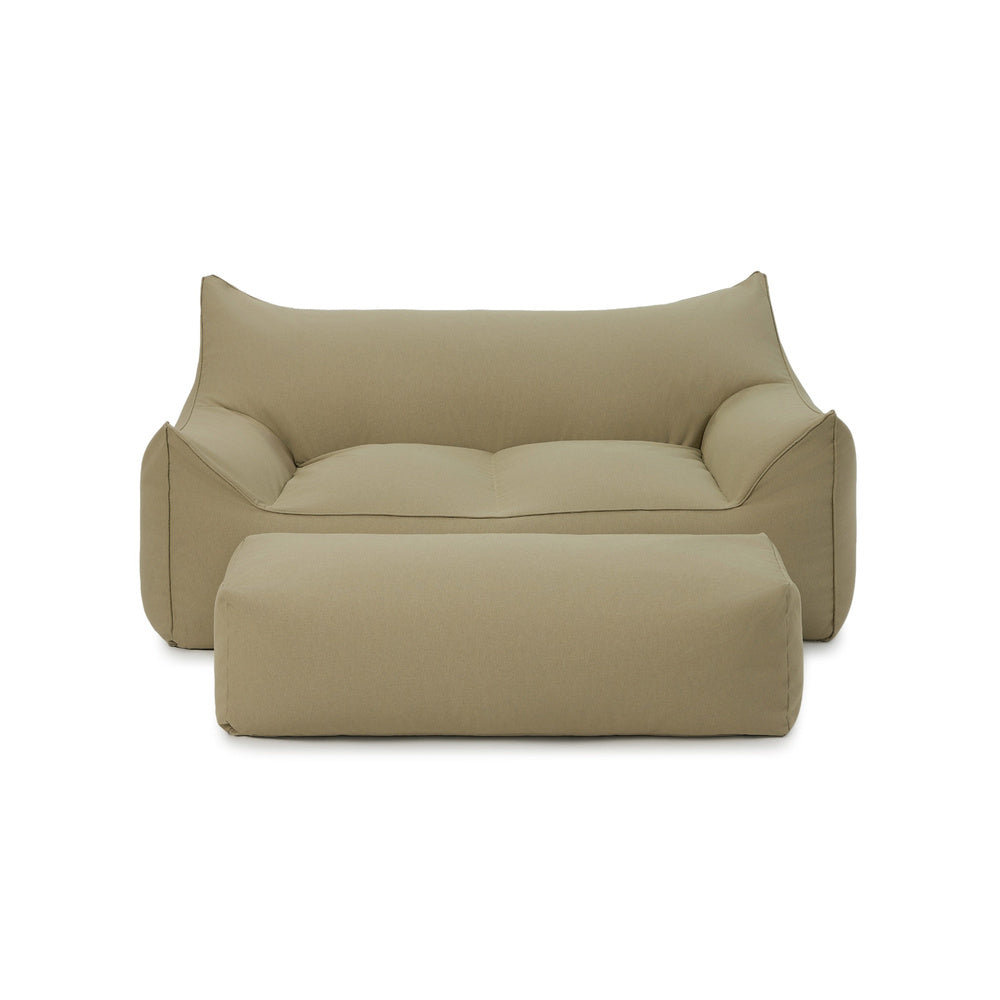 Mantra double outdoor beanbag with ottoman-sage green