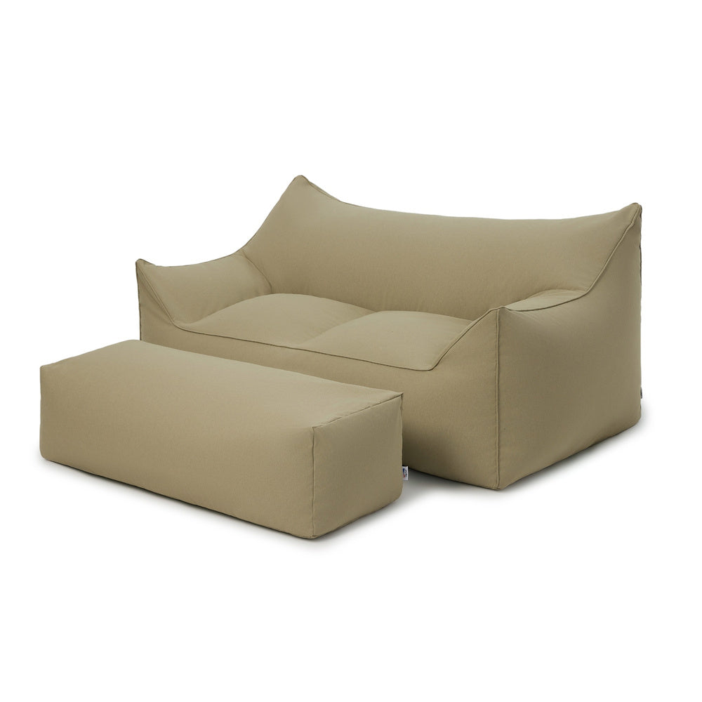 Mantra double outdoor beanbag with ottoman-sage green