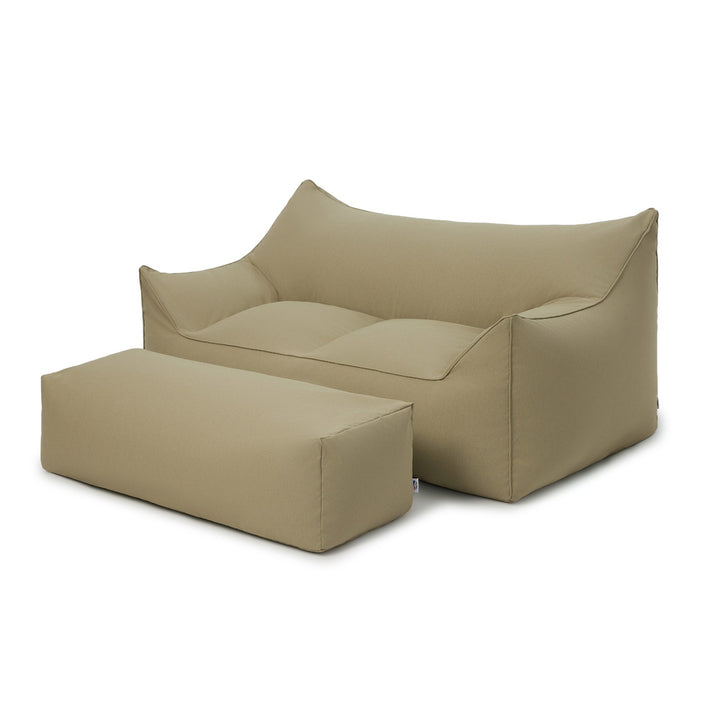 Mantra double outdoor beanbag with ottoman-sage green