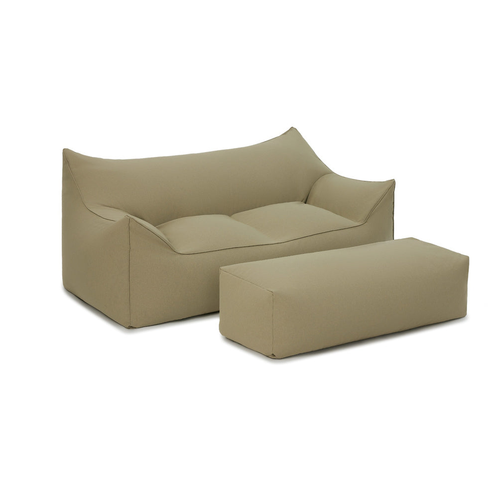 Mantra double outdoor beanbag with ottoman-sage green