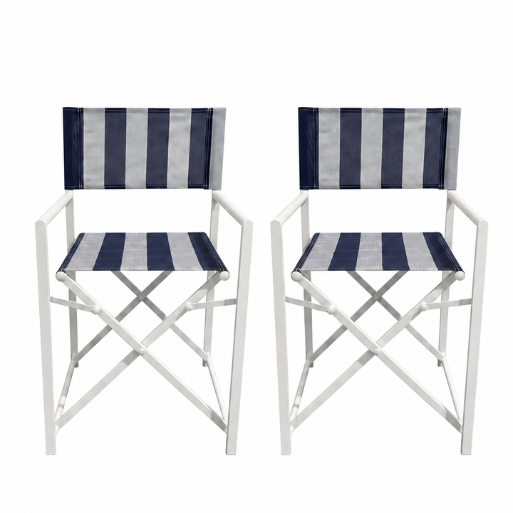 Maui Directors chairs set of 2-Navy and white