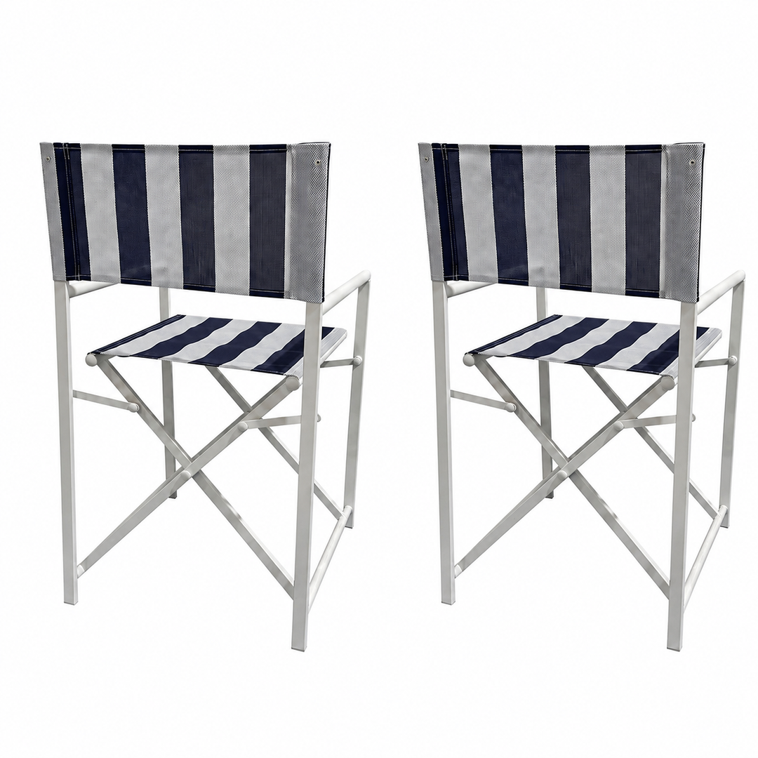 Maui Directors chairs set of 2-Navy and white