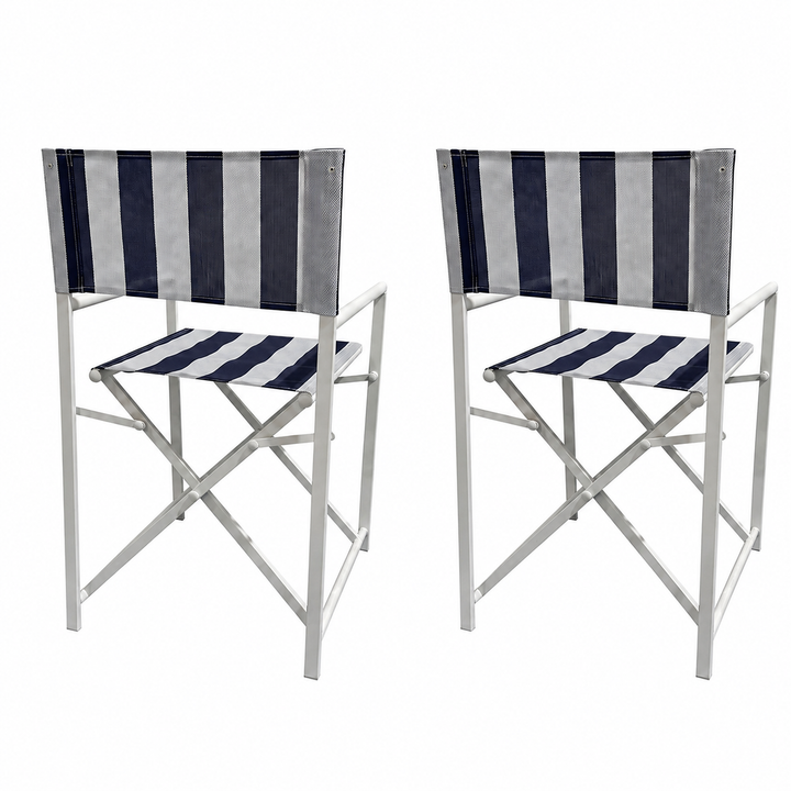 Maui Directors chairs set of 2-Navy and white