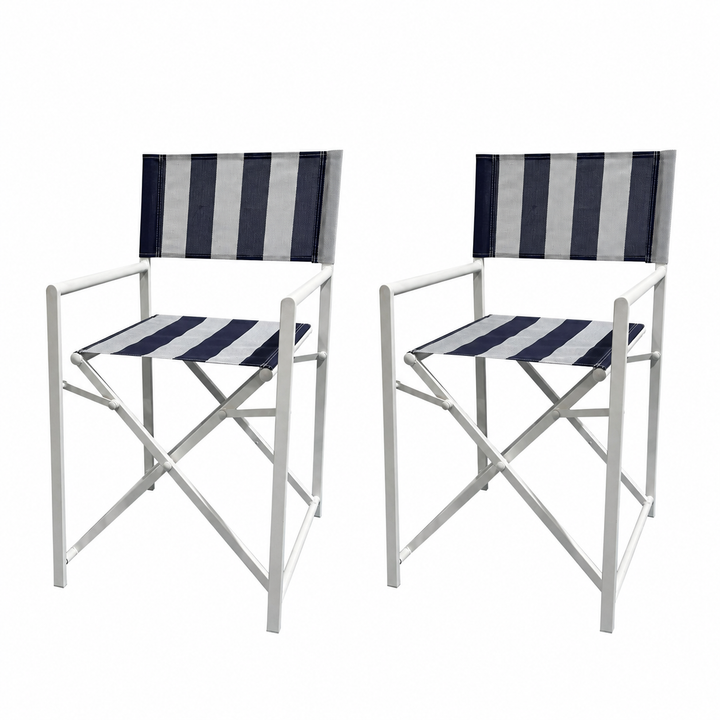 Maui Directors chairs set of 2-Navy and white