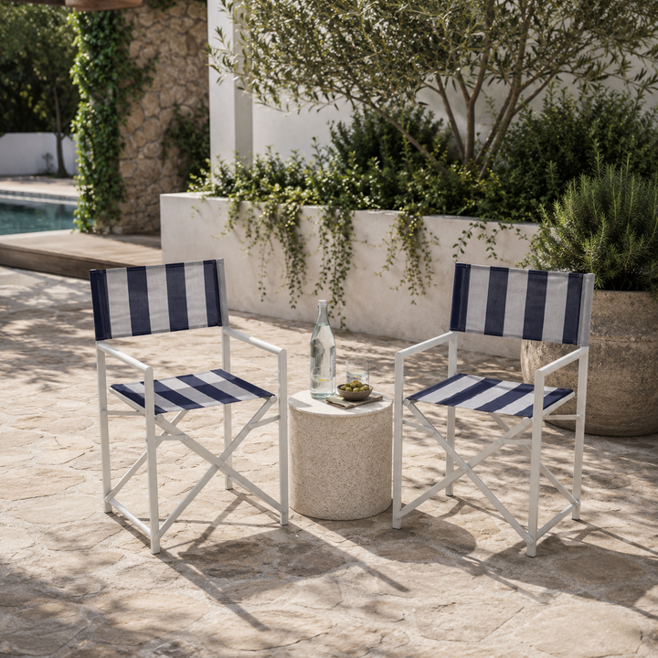 Maui Directors chairs set of 2-Navy and white