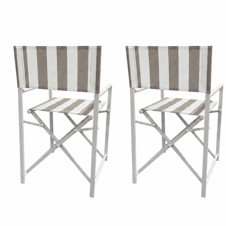 Maui Directors chairs set of 2-Taupe and white