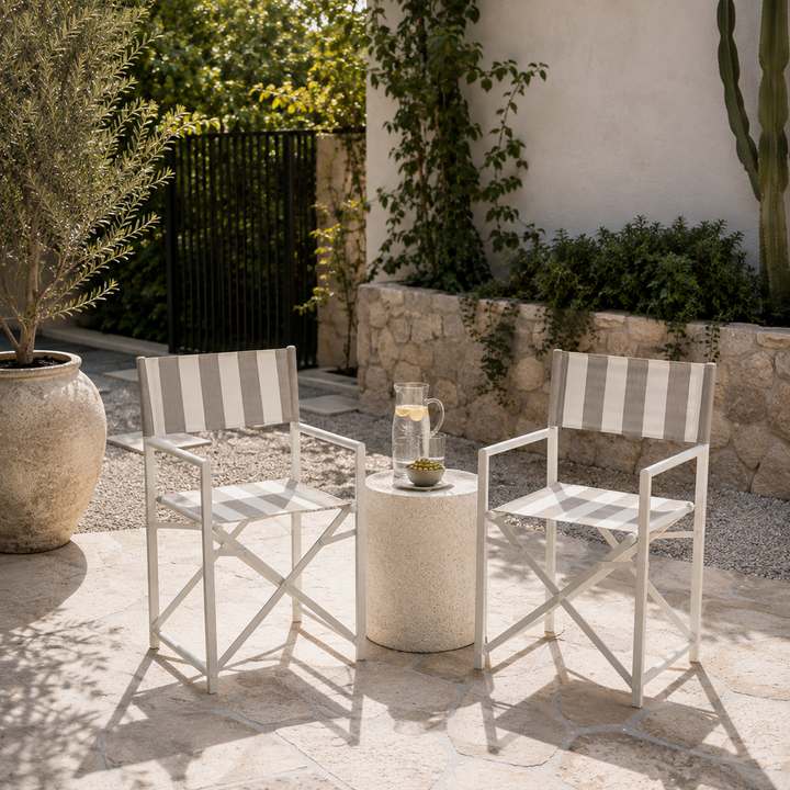 Maui Directors chairs set of 2-Taupe and white